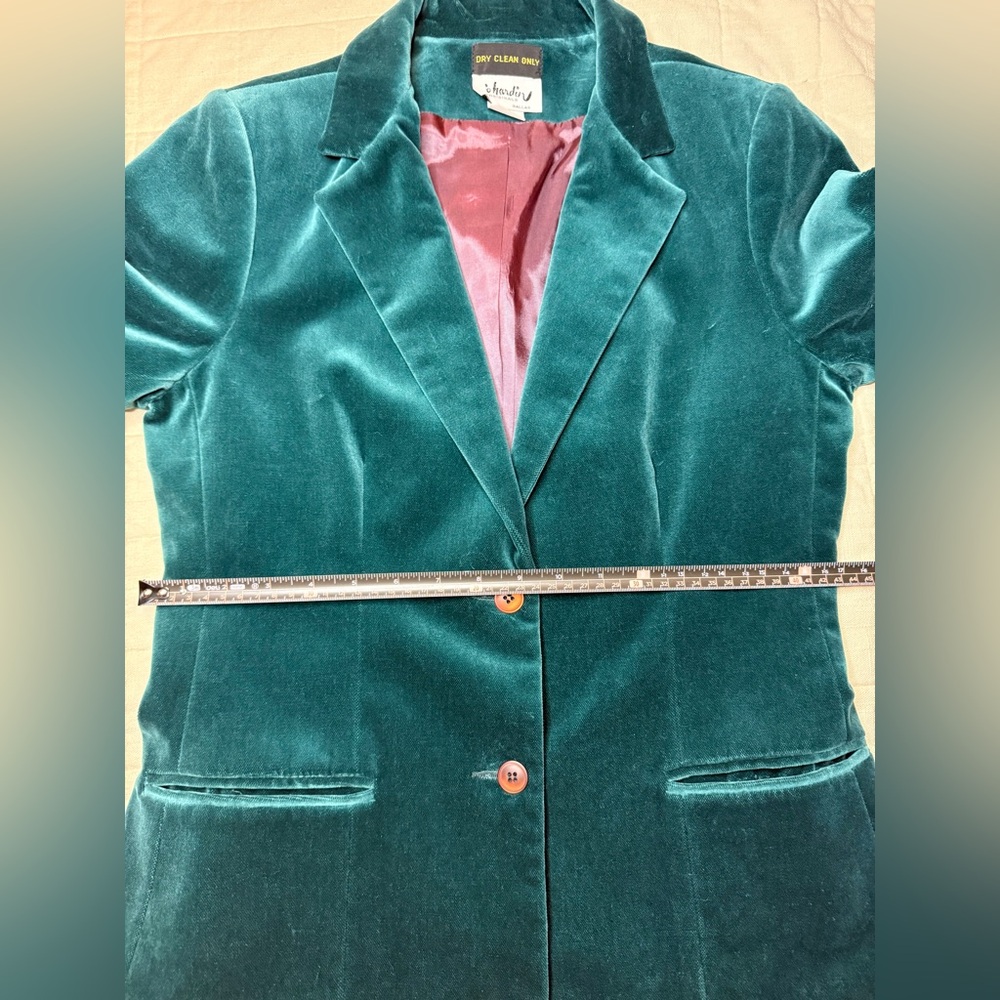 Jo Hardin vintage women’s teal velvet blazer size 10 - Picture 9 of 14